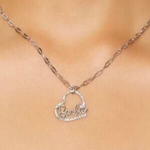Rhinestone Barbie Pendant Necklace